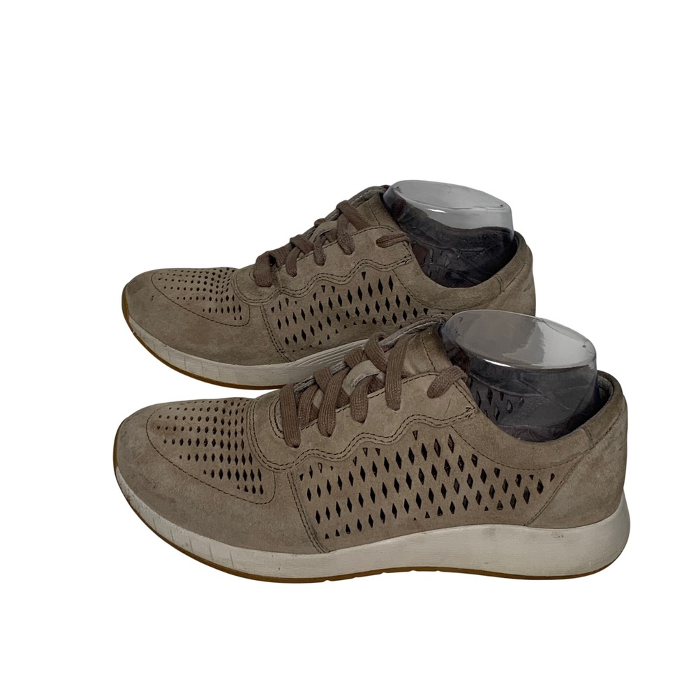 Dansko Sneakers Womens 38 Charlie Taupe Perforated Suede Leather Lace Up EUC